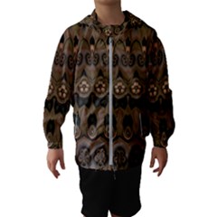 Boho Green Brown Pattern Kids  Hooded Windbreaker