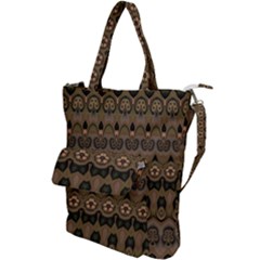 Boho Green Brown Pattern Shoulder Tote Bag by SpinnyChairDesigns