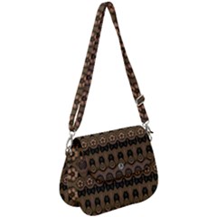 Boho Green Brown Pattern Saddle Handbag by SpinnyChairDesigns