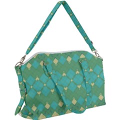Boho Green Blue Checkered Canvas Crossbody Bag by SpinnyChairDesigns