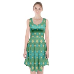 Boho Green Blue Checkered Racerback Midi Dress by SpinnyChairDesigns