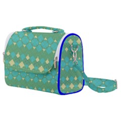 Boho Green Blue Checkered Satchel Shoulder Bag by SpinnyChairDesigns