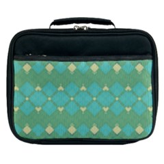 Boho Green Blue Checkered Lunch Bag by SpinnyChairDesigns