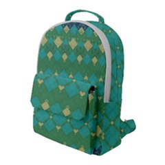 Boho Green Blue Checkered Flap Pocket Backpack (large) by SpinnyChairDesigns