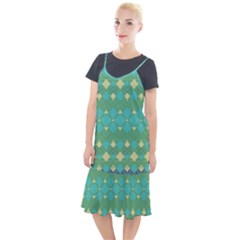 Boho Green Blue Checkered Camis Fishtail Dress by SpinnyChairDesigns