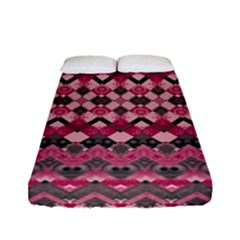 Boho Pink Grey  Fitted Sheet (full/ Double Size) by SpinnyChairDesigns