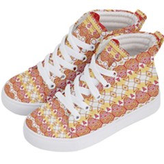 Boho Red Gold White Kids  Hi-top Skate Sneakers by SpinnyChairDesigns