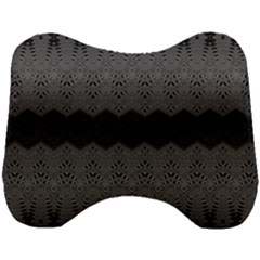 Boho Black Grey Pattern Head Support Cushion by SpinnyChairDesigns