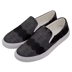 Boho Black Grey Pattern Men s Canvas Slip Ons by SpinnyChairDesigns