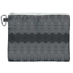 Boho Black Grey Pattern Canvas Cosmetic Bag (xxl) by SpinnyChairDesigns