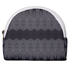 Boho Black Grey Pattern Horseshoe Style Canvas Pouch by SpinnyChairDesigns