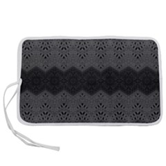 Boho Black Grey Pattern Pen Storage Case (m) by SpinnyChairDesigns