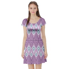 Boho Violet Purple Short Sleeve Skater Dress