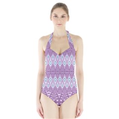 Boho Violet Purple Halter Swimsuit