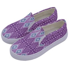 Boho Violet Purple Kids  Canvas Slip Ons