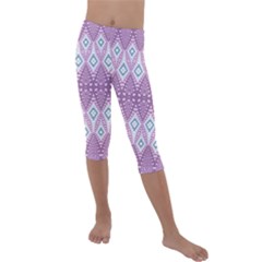 Boho Violet Purple Kids  Lightweight Velour Capri Leggings  by SpinnyChairDesigns