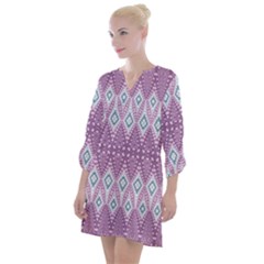 Boho Violet Purple Open Neck Shift Dress