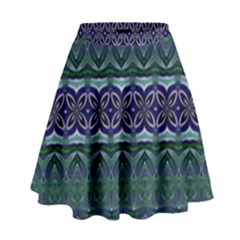 Boho Blue Green  High Waist Skirt by SpinnyChairDesigns