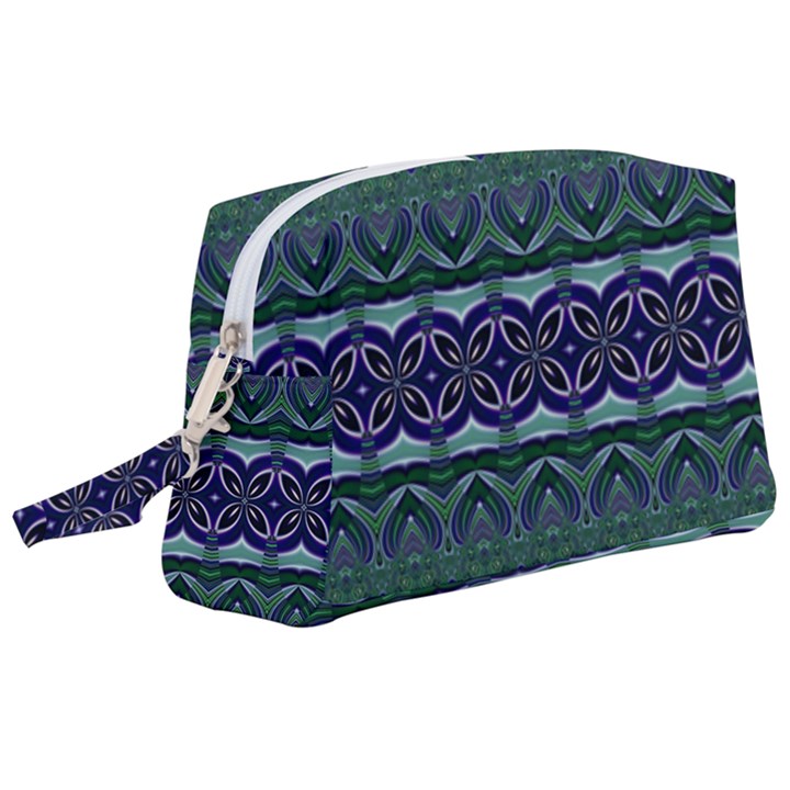 Boho Blue Green  Wristlet Pouch Bag (Large)