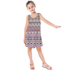 Colorful Boho Pattern Kids  Sleeveless Dress by SpinnyChairDesigns