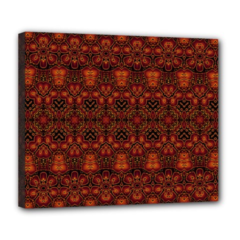 Boho Dark Red Floral Deluxe Canvas 24  X 20  (stretched) by SpinnyChairDesigns
