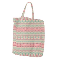 Boho Teal Pink Giant Grocery Tote by SpinnyChairDesigns