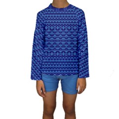 Cobalt Blue  Kids  Long Sleeve Swimwear by SpinnyChairDesigns