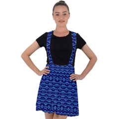 Cobalt Blue  Velvet Suspender Skater Skirt