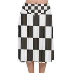 Chequered Flag Velvet Flared Midi Skirt by abbeyz71