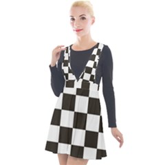 Chequered Flag Plunge Pinafore Velour Dress by abbeyz71