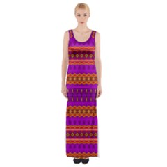 Boho Magenta And Gold Thigh Split Maxi Dress by SpinnyChairDesigns