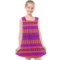 Boho Magenta And Gold Kids  Cross Back Dress by SpinnyChairDesigns