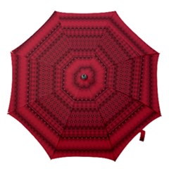 Crimson Red Pattern Hook Handle Umbrellas (small) by SpinnyChairDesigns