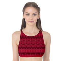 Crimson Red Pattern Tank Bikini Top by SpinnyChairDesigns