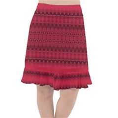 Crimson Red Pattern Fishtail Chiffon Skirt