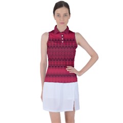 Crimson Red Pattern Women s Sleeveless Polo Tee by SpinnyChairDesigns