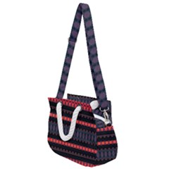 Boho Orange Black Rope Handles Shoulder Strap Bag