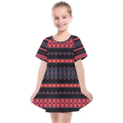 Boho Orange Black Kids  Smock Dress