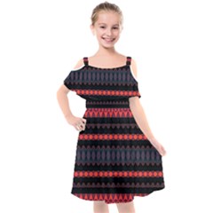 Boho Orange Black Kids  Cut Out Shoulders Chiffon Dress