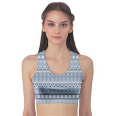 Boho Faded Blue Grey Sports Bra by SpinnyChairDesigns