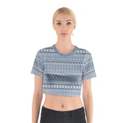 Boho Faded Blue Grey Cotton Crop Top by SpinnyChairDesigns