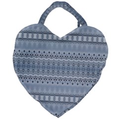 Boho Faded Blue Grey Giant Heart Shaped Tote by SpinnyChairDesigns