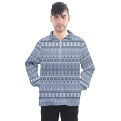 Boho Faded Blue Grey Men s Half Zip Pullover by SpinnyChairDesigns