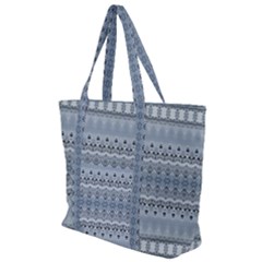 Boho Faded Blue Grey Zip Up Canvas Bag by SpinnyChairDesigns