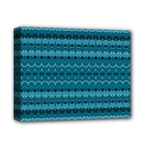 Boho Teal Pattern Deluxe Canvas 14  X 11  (stretched) by SpinnyChairDesigns