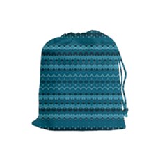 Boho Teal Pattern Drawstring Pouch (large) by SpinnyChairDesigns