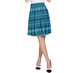 Boho Teal Pattern A-line Skirt by SpinnyChairDesigns