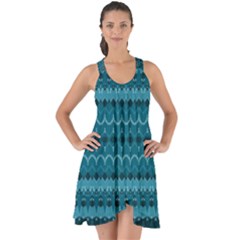 Boho Teal Pattern Show Some Back Chiffon Dress by SpinnyChairDesigns