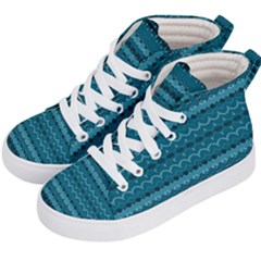 Boho Teal Pattern Kids  Hi-top Skate Sneakers by SpinnyChairDesigns