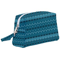 Boho Teal Pattern Wristlet Pouch Bag (large)